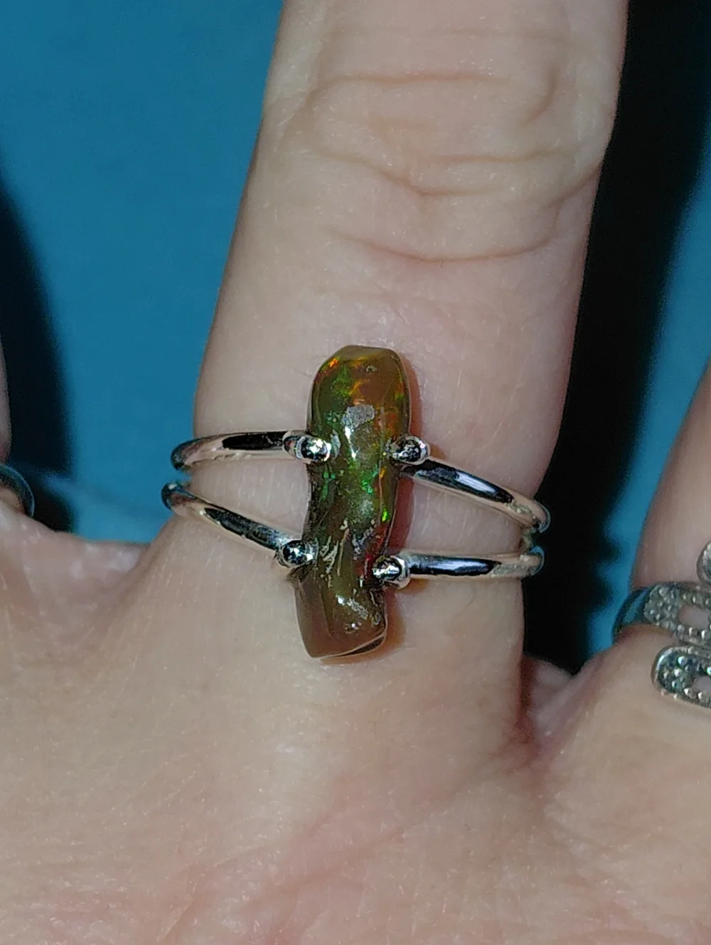 Fire Ethiopian Opal Sterling Silver Ring Size 7.25